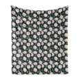 thumbnail image 1 of Peonies Soft Flannel Fleece Throw Blanket, Vintage Style Blooming Spring Flowers Pattern, Cozy Plush for Indoor and Outdoor Use, 60" x 80", Dark Grey Green, by Ambesonne, 1 of 5
