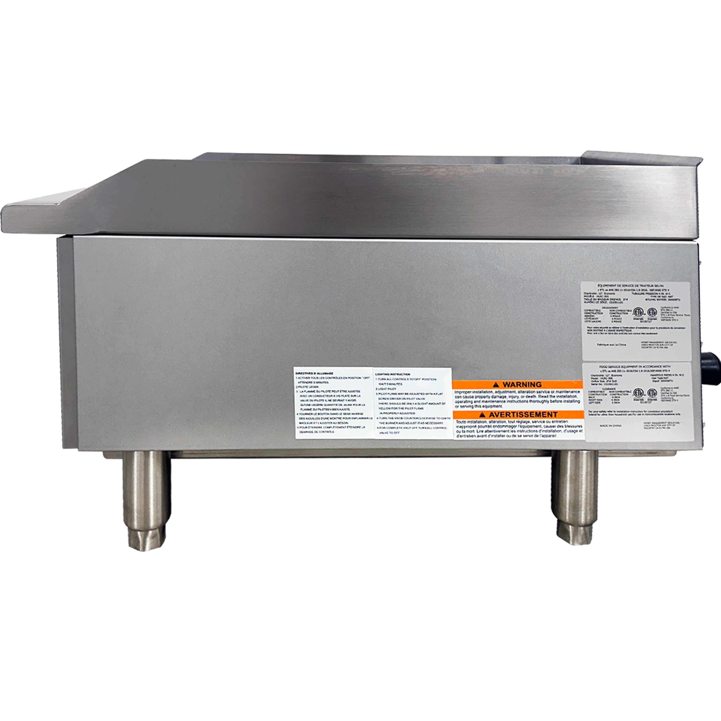 12" Economy Gas Charbroiler, 30,000 BTU, Stainless Steel Commercial Countertop Grill, NSF