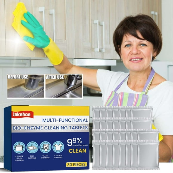 Fiudx Tableta Limpiadora de Grasa Multifunción, Fórmula Bioenzimática, Eliminación Rápida de Manchas, Limpia Manchas de Aceite, Uso Versátil para Ropa, Zapatos, Cocina y Baño, Juego de 30 Unidades