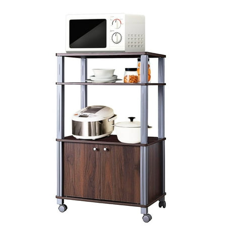 Gymax Bakers Rack Microwave Stand Rolling Storage Cart Multi