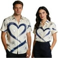 thumbnail image 6 of XUNKUSGA Valentine's Day Shirts for Women and Men Casual Short Sleeve Button Down Couple Shirts Fashion Turndown Collar Floral Blouses for Men S-5XL White, 6 of 7