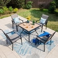 thumbnail image 4 of SUMMIT LIVING 5-Piece Outdoor Patio Dining Set, Square Wood-Look Patio Table and Textilene Chairs, Black & Gray Brown, 4 of 15
