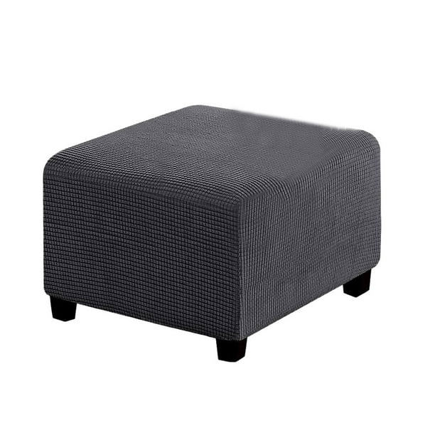 Advancent Funda cuadrada para reposapiés, alta elasticidad, no se decolora fácilmente, fácil de instalar, mano de obra fina, poliéster Decoración del hogar gris oscuro S