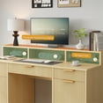 thumbnail image 4 of Yeahumalia 59" Executive Fluted Desk with Power Outlet, 3 Drawers & 2 Cabinets, Wood Color, 4 of 10