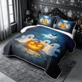 thumbnail image 3 of Erosebridal Halloween Ghost Castle Twin Quilt Set 2 Pieces,Spooky Animal Twin Coverlet Set,Dark Blue,1 Bedspread and 1 Pillowcase, 3 of 7