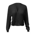 thumbnail image 5 of Fiaer Womens Cropped Cardigan Sweaters Long Sleeve Warm Front Open Casual Trendy Solid Color Comfort Tops Black M, 5 of 5