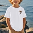 thumbnail image 2 of NINGMENG Chemises & Hauts pour Garçons Tout-Petits Imprimé Cocotier Col Rond Manches Courtes Mignon Décontracté Sport Confortable Chandail T-Shirts Vêtements de Sport, Blanc, 4-5 Ans, 2 of 4