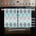 thumbnail image 2 of Teal Boho Flowers Kitchen Towels Set of 3, Water Absorbent Dish Towel, Modern Luxurious Ombre Geometric Floral Decorative Hand Towels - Quick Drying Cloth for Cooking Baking, 18x28 Inch, 2 of 8