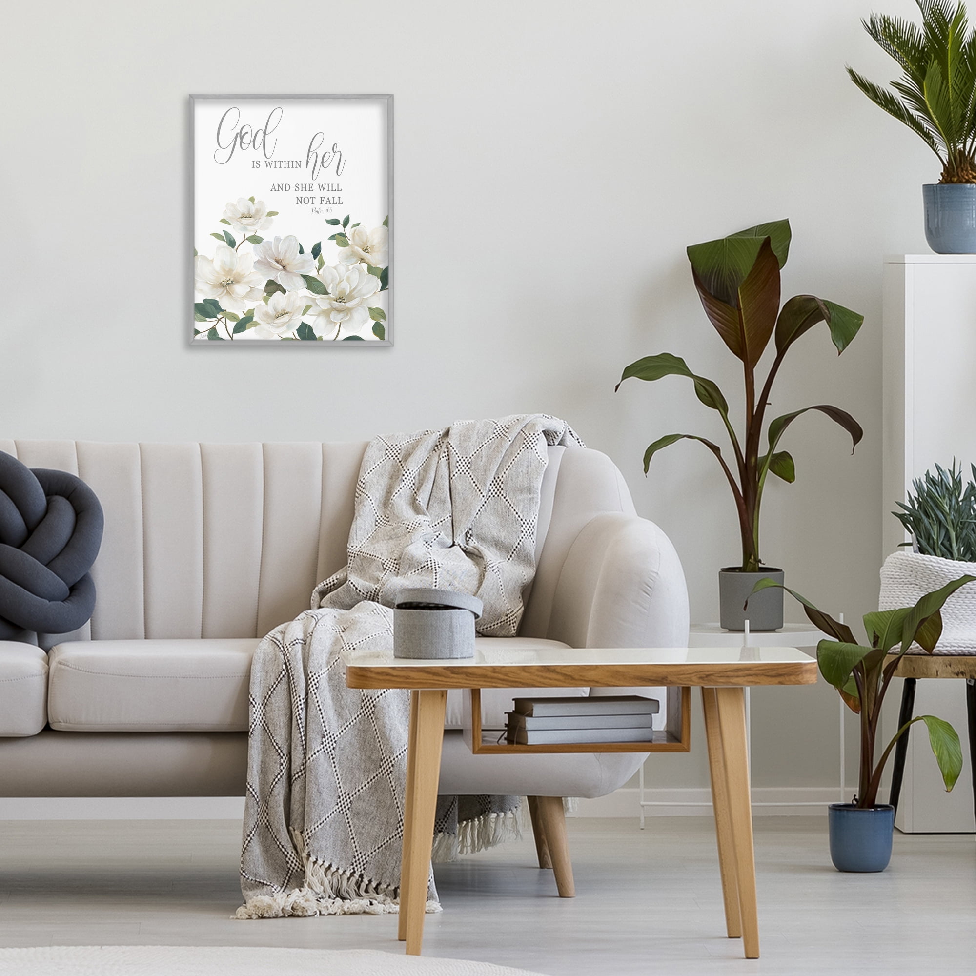 Stupell Industries God Is Within Her Gray Framed Giclee Art, design by Nan