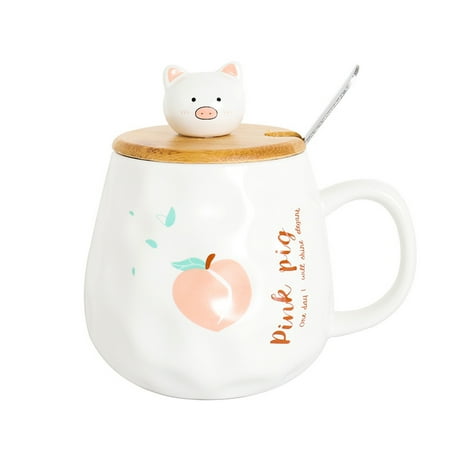

Cute Cartoon Mug Frosted Ceramic Cup with Wooden Lid Creative Gifts Suitable for Home Office Restaurant New