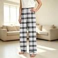 thumbnail image 6 of YUANxueke Plaid Pants for Girls Boys Elastic Waist Straight Leg Comfy Pants with Pockets,Black,4-5 Years, 6 of 6