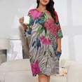 thumbnail image 2 of Vibrant Floral Animal Print Fabric Sleepshirts For Sleeping Travels Loose Sleepdress Pajama Dress Soft Nightdress Sleepwear, 2 of 7