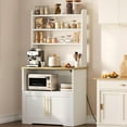 thumbnail image 2 of EDTara Microwave Stand In Farmhouse Design, Equipped With Power Outlet, Usb Ports, Thickened Countertop, Storage Cabinet, and Open Shelves for Kitchen Appliances and Organization, 2 of 8