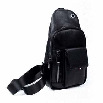 Leather Sling Bag Crossbody Backpack for Men Women-11black Amazon.com | Leather Sling Bag Crossbody Backpack for Men  main image 3