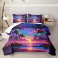 thumbnail image 2 of Erosebridal Hawaii Beach Twin Quilt Set,Hawaii Holiday Tropical Botanical Coconut Tree Twin Coverlet Set For Girls,2-Piece, 2 of 7
