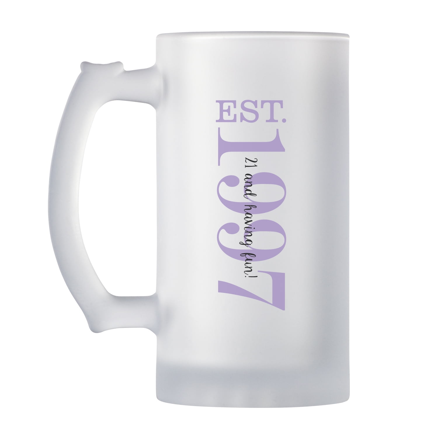 Personalized Birthday Established Frosted Beer Mug Available in 2