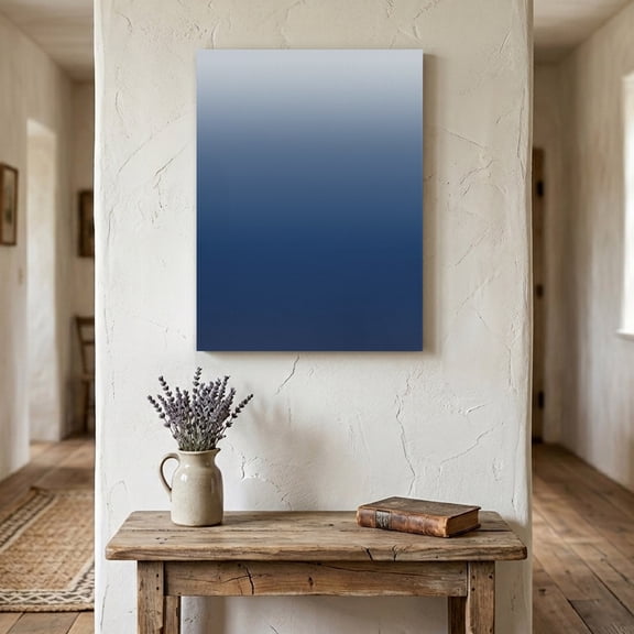 Ships Next Day Canvas Wall Art 8"x12",Navy Blue Ombre Wood Framed Canvas Print Painting,Modern Abstract Art Gradient Aesthetics Ready to Hang Small Picture Wall Decor for Hallway Bathroom Bedroom