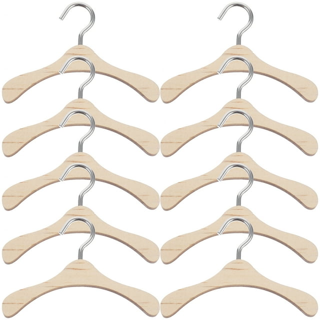 10 perchas de madera para muñecas BJD, perchas de madera para ropa de muñecas, perchas de accesorios para muñecas (7,5 cm)