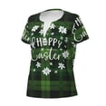 thumbnail image 3 of Wukai Happy Easter Casual V-Neck Graphic Tees for Women: Lightweight and Breathable Summer Tops with Stylish Design-Small, 3 of 8