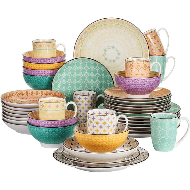 vancasso Tulip Dinnerware Set 40 Pieces Porcelain Dinner Set Multi