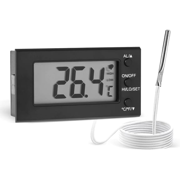 Digital Oven Thermometer -58°F to 572°F/-50°C-300°C, Thermometer with Probe, High Low Temperature Alarm, LCD, Celsius/Fahrenheit (Black) (1)