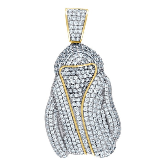 925 Sterling Silver Mens Cubic Zirconia Winter Coat Charm Pendant Necklace for Men - 9.9 Grams