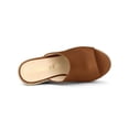 thumbnail image 4 of BLISSFUL STEP Women's Shoes Wedge Heel Open Toe Espadrille Platform Mules Brown 6, 4 of 7