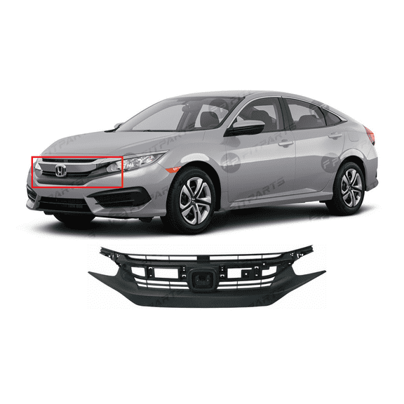 DCP Front Grille Dark Gray for Honda Civic 2016-2018 Sedan Coupe 71121TBAA01 HO1200231