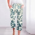 thumbnail image 2 of Pantalones Casuales de Mujer de Impresión Floral Cintura Elástica Suelta, Pantalones de Pierna Ancha Recta con Bolsillos, 2 of 6
