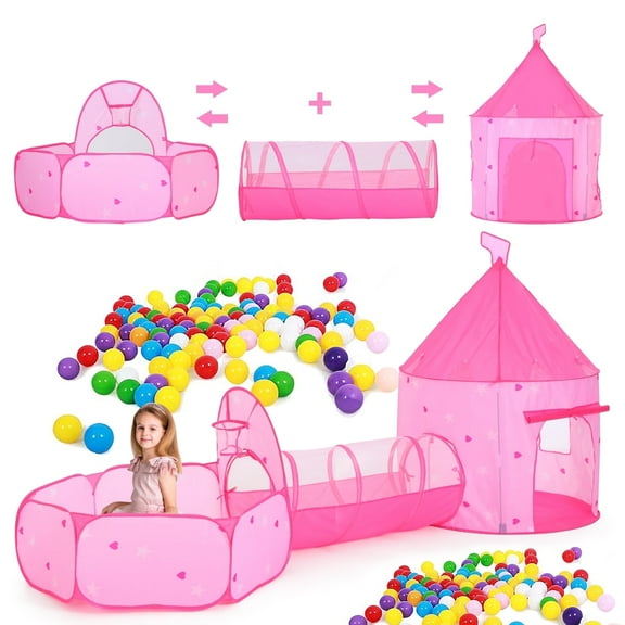 Yexmas Kids Ball Pit with Play Tent and Play Tunnel, Kids Pop Up Tent for Indoor Outdoor, Toys for Boys Girls Babies Toddlers Playhouse