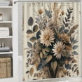 thumbnail image 6 of Orinice Ambesonne vintage shower curtain, peony flower on neutral back bohemian fabric bathroom décor set 69x72, 6 of 7