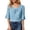 Blue, variant on Women's Lightweight Knit Double Layer Ruffle Sleeve Summer Top Grey S