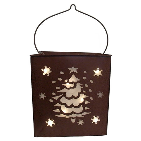 12.5" Shimmering LED Lighted Christmas Tree and Snowflake Battery Operated Lantern