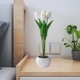 thumbnail image 6 of rn Tulips Artificial Flowers with LED Atmosphere Light Brightness Durable Craft Desktop Valentine Wedding Centerpieces White, 6 of 8