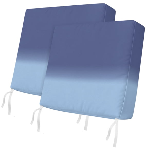 Outdoor Patio Cushion Covers 2 Pack Blue Ombre Chair Cushion Seat Pads with Ties & Zipper Waterproof Seat Cover Gradient Gradual Color Chair Slipcovers for Outdoor Furniture Couch Sofa 20x18 Inch