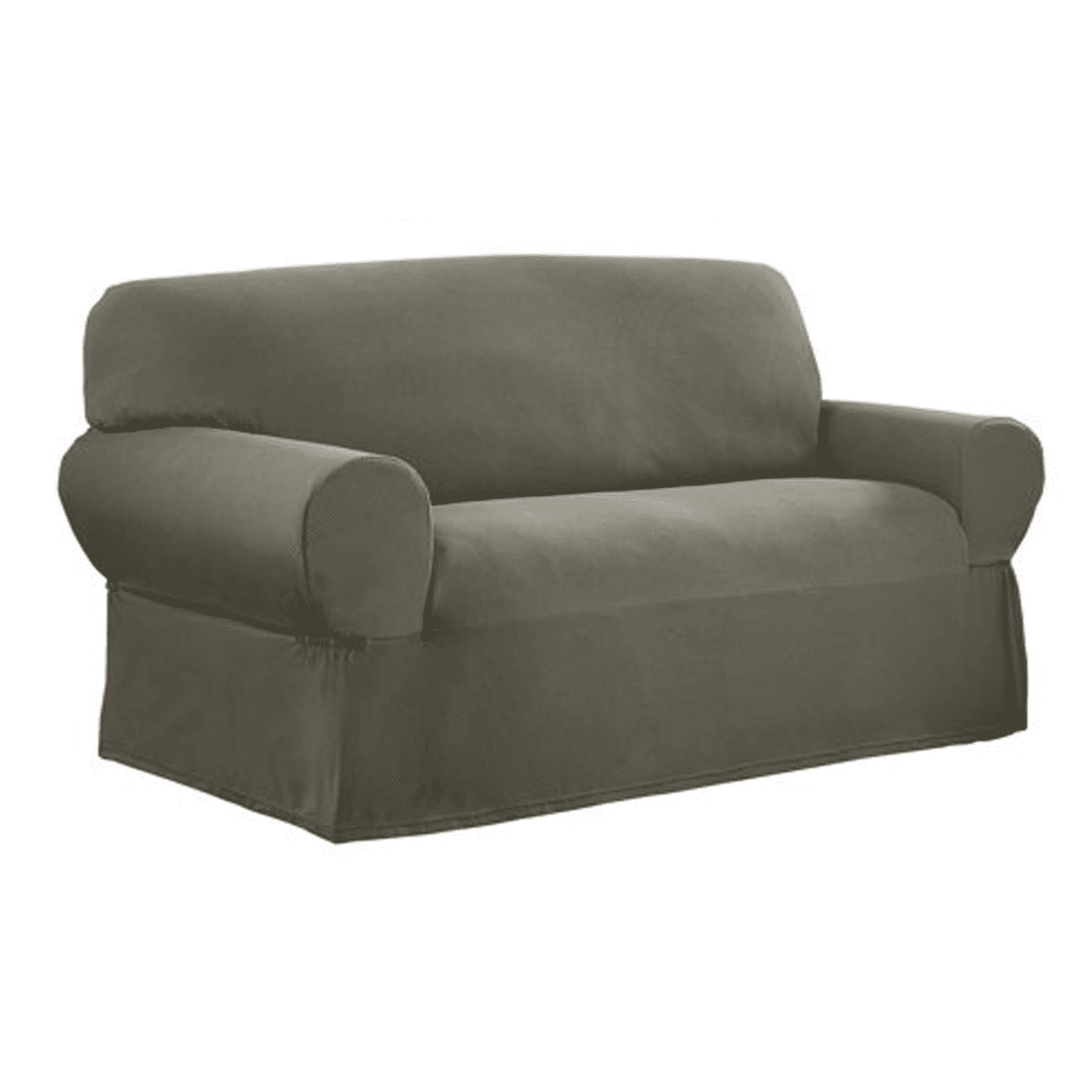 (4 pack) Mainstays Pixel 1-Piece Stretch Loveseat Slipcover, Olive Green