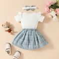 thumbnail image 6 of Baby Outfits Short Sleeve Skirt Polyester Set Embroidered Cute Bear Clothing Gold Silk Skirt Little Girls Clothes Navy 3 Months-6 Months, 6 of 7