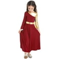 thumbnail image 4 of TTAO Kids Girls Liturgical Praise Dance Dress Full Length Worship Church Robe Dancewear 6-16 Y Red 12, 4 of 7