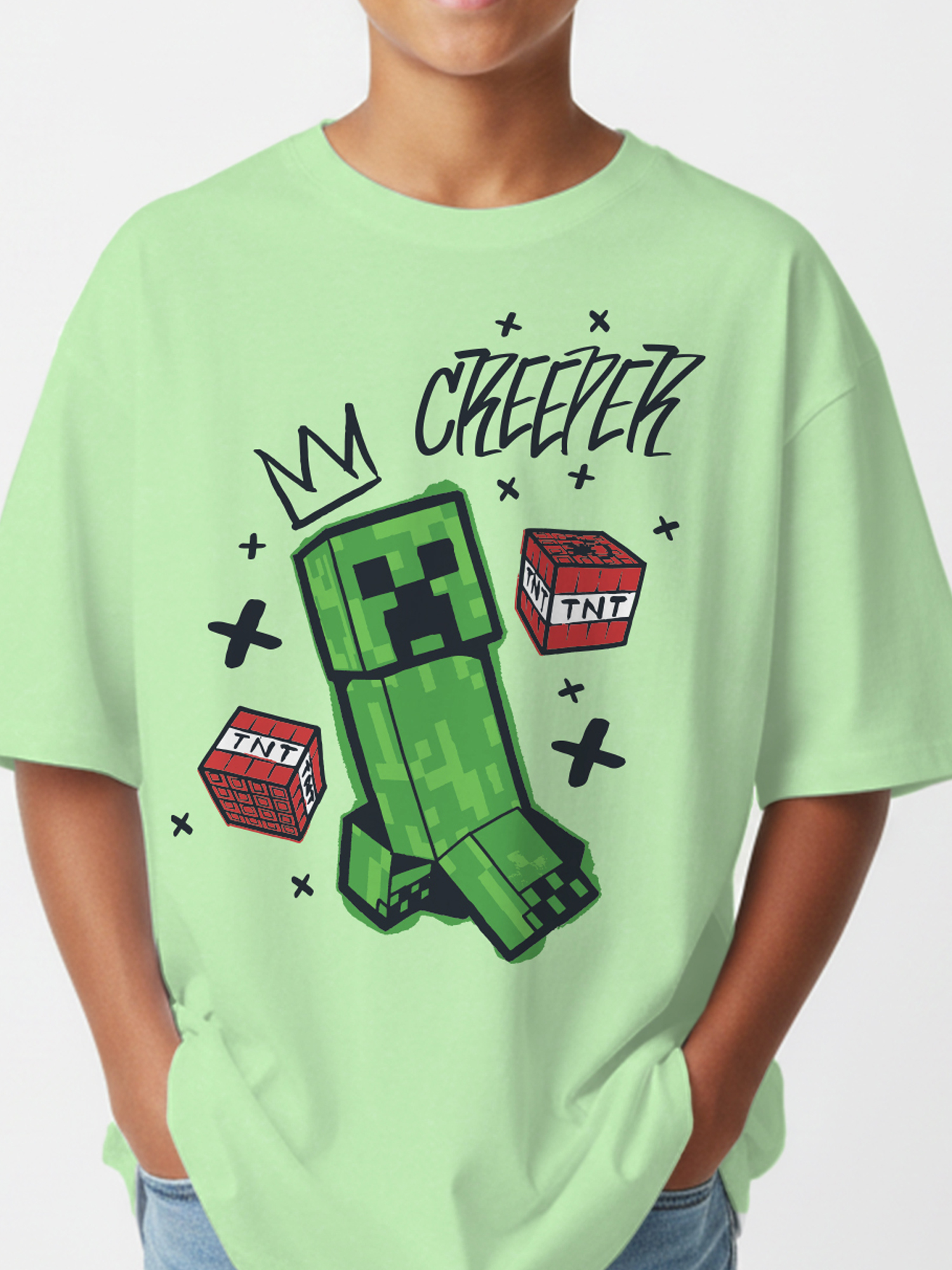Minecraft, Boys' Elevated Front and Back Graphic T-Shirt, Sizes 4-20