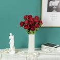 thumbnail image 4 of 12PCS Artificial Silk Flowers Realistic Roses Bouquet Long Stem for Home Wedding Decoration Party (Wine Red), 4 of 6