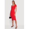 thumbnail image 2 of Women's Rib Knit Short Sleeve Square Neck Midi Dress, 2 of 3