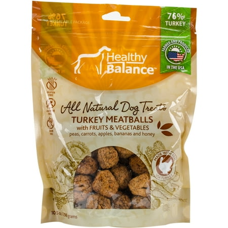 Fruit Veggie Treat - Healthy Balance Dog Treats 10.5oz-Turkey Meatballs Fruit & Veggie