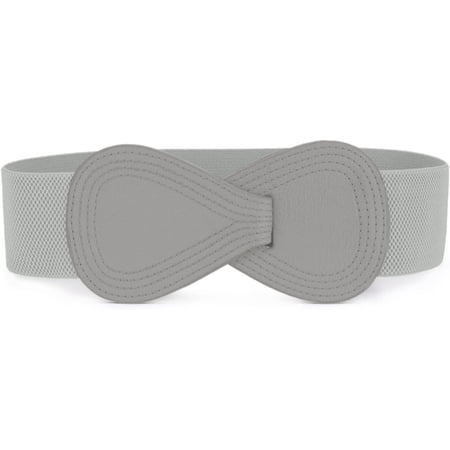 XIATIAN Allegra K Interlock Buckle 8-shaped Faux Leather Elastic Belt Cinch Waistband for Lady