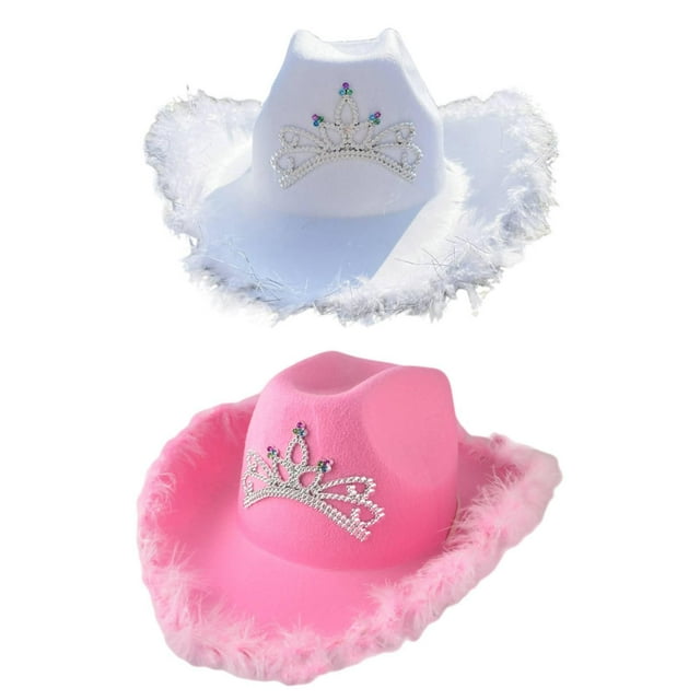 Paquete de 2 Tiara de con Sombrero Fieltro para Niñas Adultas, inconfundible, Rosa Y
