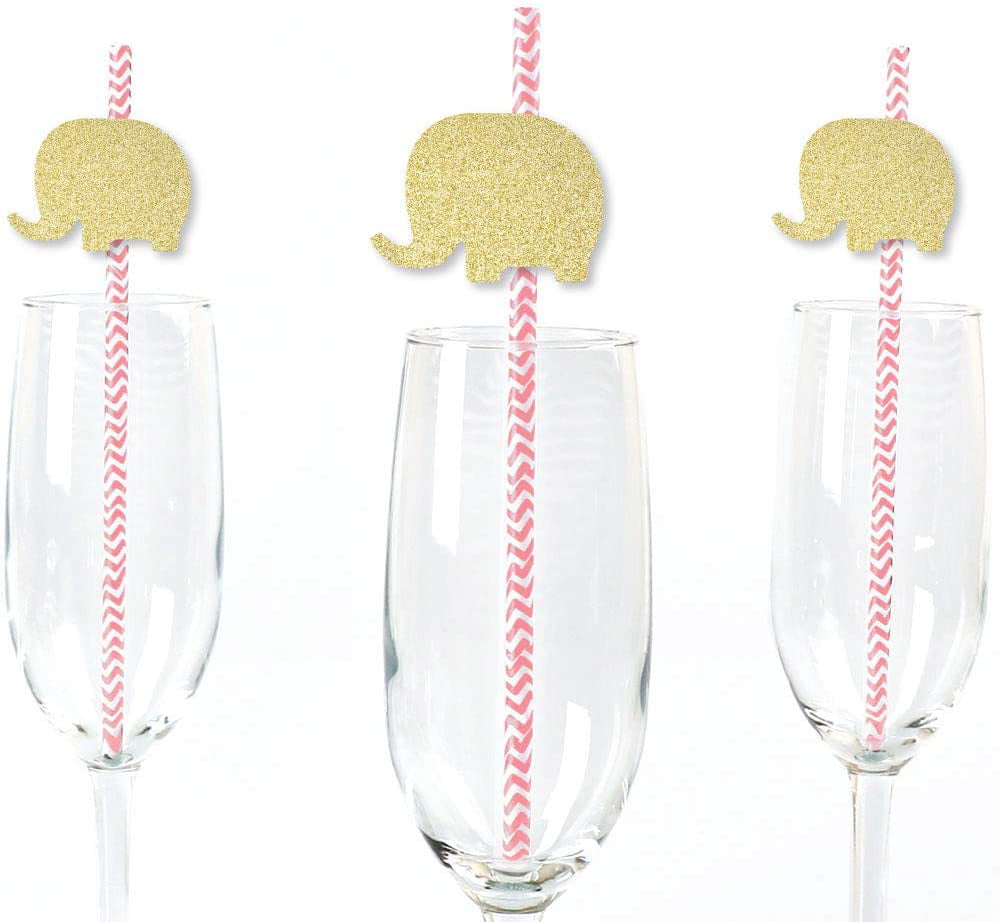 12 Pack Baby Shower Party Straws with Cutout Attached Table Decorations 