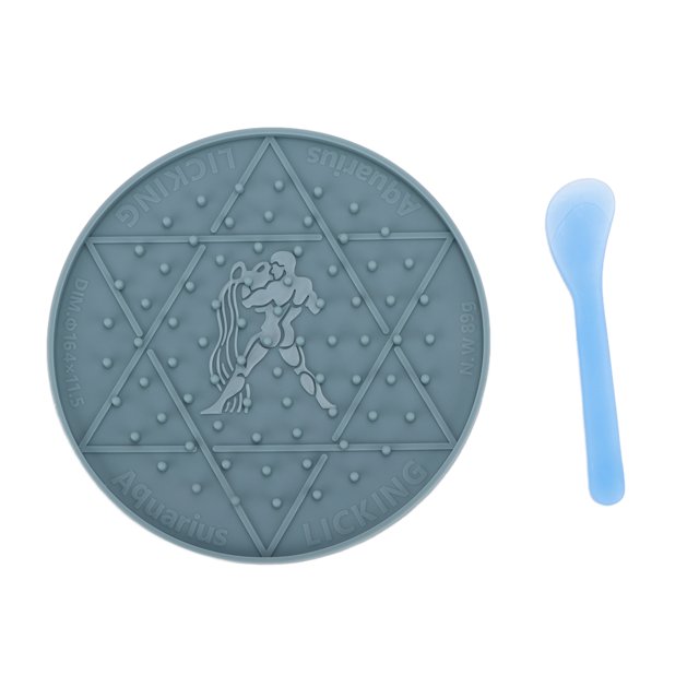 Bandeja de silicona para lamer para perros, segura, suave, fácil de limpiar, bandeja de silicona para lamer para mascotas, acuarios, color gris