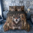 thumbnail image 3 of Erosebridal Camo US Flag Wolf Print Bedding Comforter Set, Patriotic Wildlife King Bedding Sets for Men and Women, Black Reversible 7 Pieces, 3 of 6