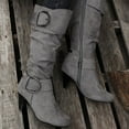 thumbnail image 5 of Bnwani Women Boots Footwear Fashion Toe Knee-High Strap Versatile Casual Boot Gray Size 5.5, 5 of 5
