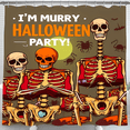thumbnail image 1 of Cartoon Skeleton Halloween Shower Curtain - Fun & Festive Party Decor with Whimsical Design, 1 of 4