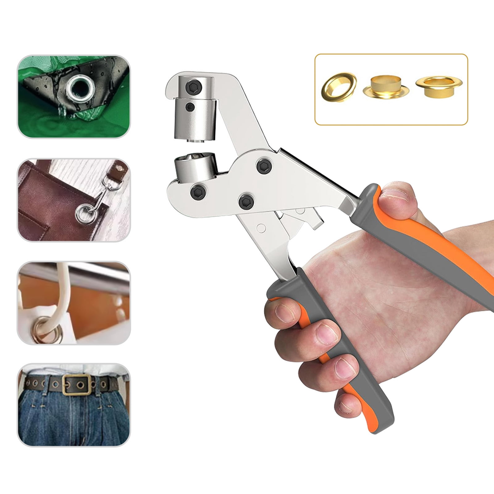 Grommet Tool Kit with 300 Gold Eyelets - Hole Punch Pliers for Fabric, Leather, Tarpaulin